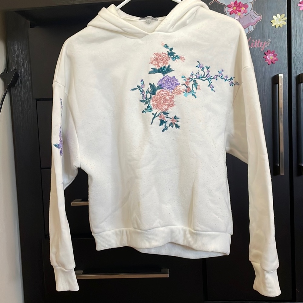 White floral hoodie